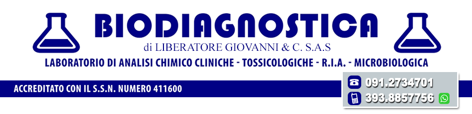 Biodiagnostica, Liberatore Alfredo, Via Galileo Galilei 93, Laboratorio Analisi Cliniche, Laboratori Palermo, Analisi Chimico CLiniche Palermo, Tossicologiche, Microbiologia, Convenzione, Convenzionato SSN, Accreditato Sistema Sanitario Nazionale, SSN, ISO 9001, 091203682